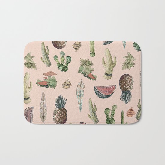 cactus, pinneaples and mushrooms Bath Mat