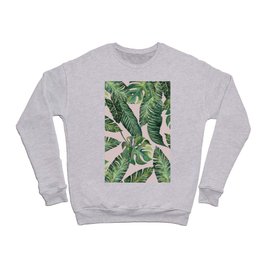 Jungle Leaves, Banana, Monstera Pink #society6 Crewneck Sweatshirt