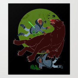 Polar Bear VS Zombie Art Print