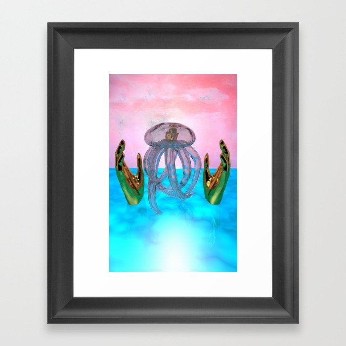 Gold Combo jellyfish Framed Art Print