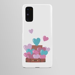 Heart balloons fly out of the suitcase Android Case