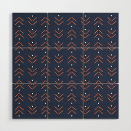Arrow Lines Geometric Pattern 35 in Navy Blue Orange Wood Wall Art