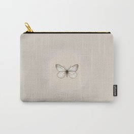 Hand-Drawn Butterfly and Brush Stroke on Sand Beige Carry-All Pouch