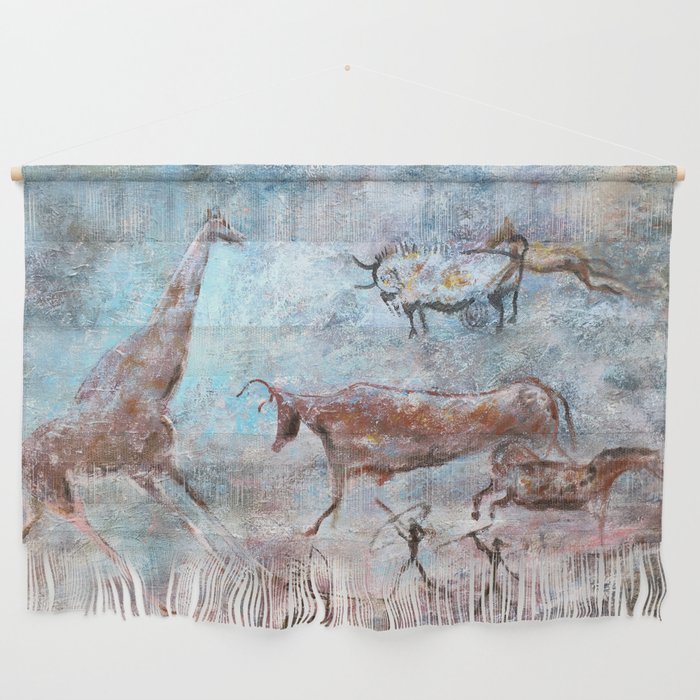 Light Blue Sky Cave Painting  Wall Hanging