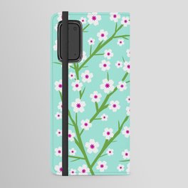 White Blossoms - seafoam 3 Android Wallet Case