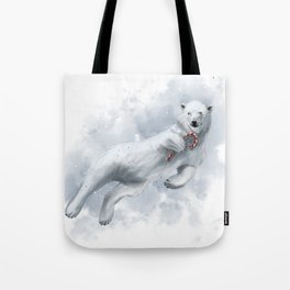 polar bear with candy cane Tote Bag