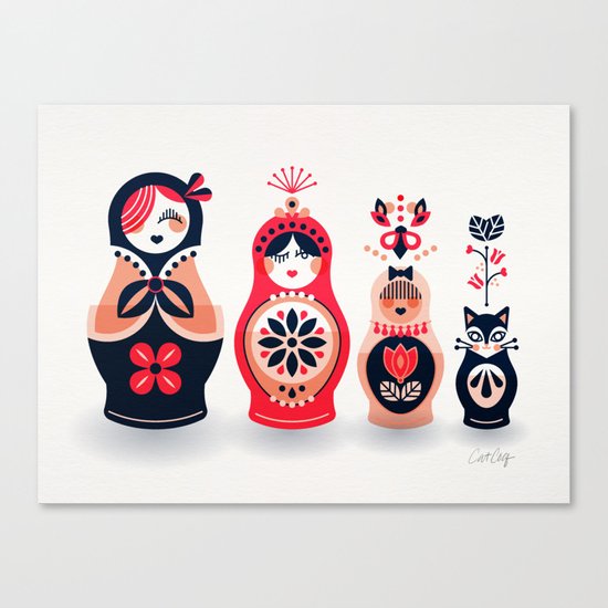 Russian Nesting Dolls – Hot Pink Canvas Print