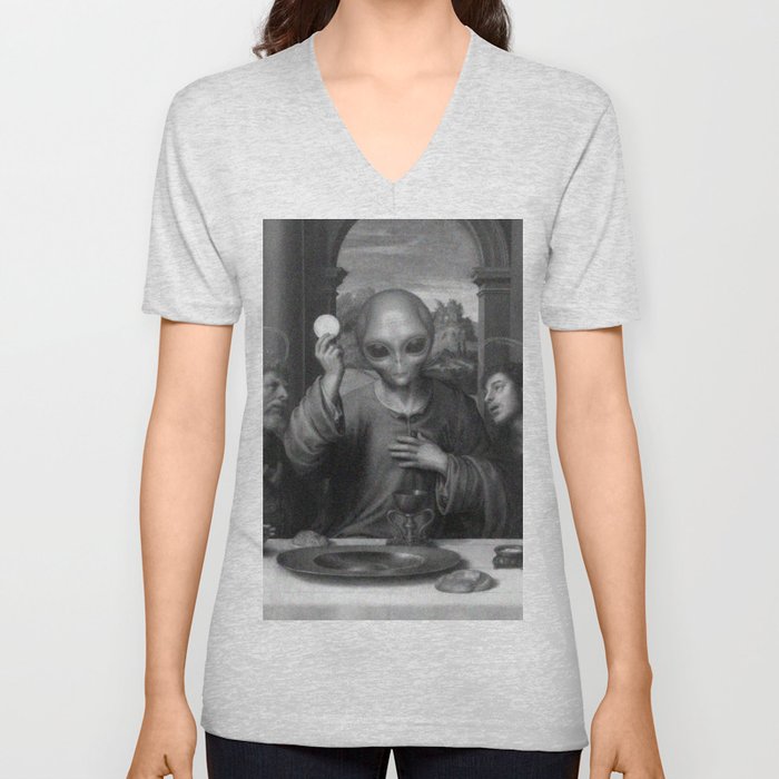 Alien Jesus V Neck T Shirt