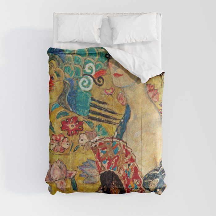 Gustav Klimt Lady With Fan Comforter
