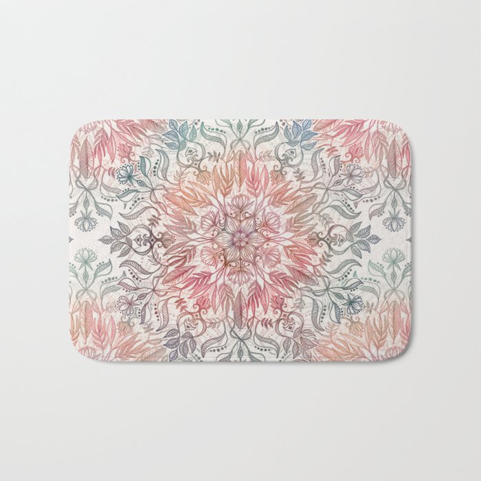 Autumn Spice Mandala in Coral, Cream and Rose Bath Mat