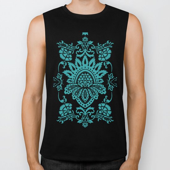 Damask in emerald Biker Tank