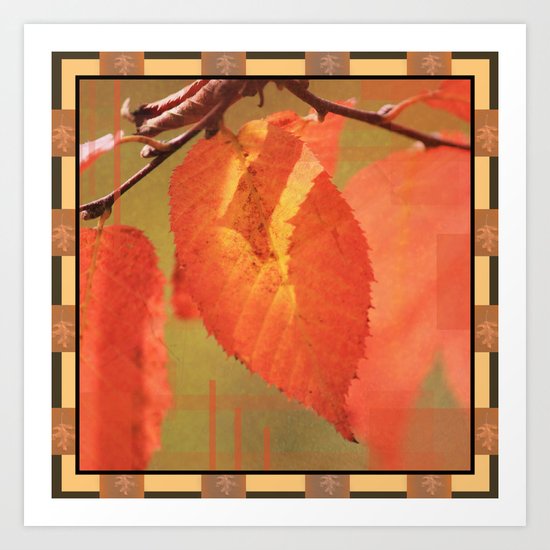 Shadowed Orange/Red Leaf Box Type 2 Art Print