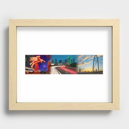 Dallas Texas Cityscape And Landmark Collage Panoramic Recessed Framed Print