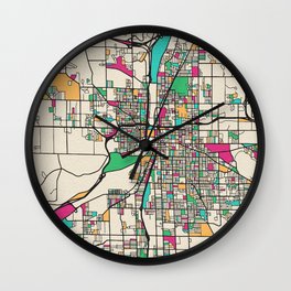 Colorful City Maps: Grand Rapids, Michigan Wall Clock