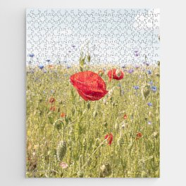 Wildflower Field | Poppy Flower in a Garden in Holland Art Print | Floral Summer Photography Jigsaw Puzzle