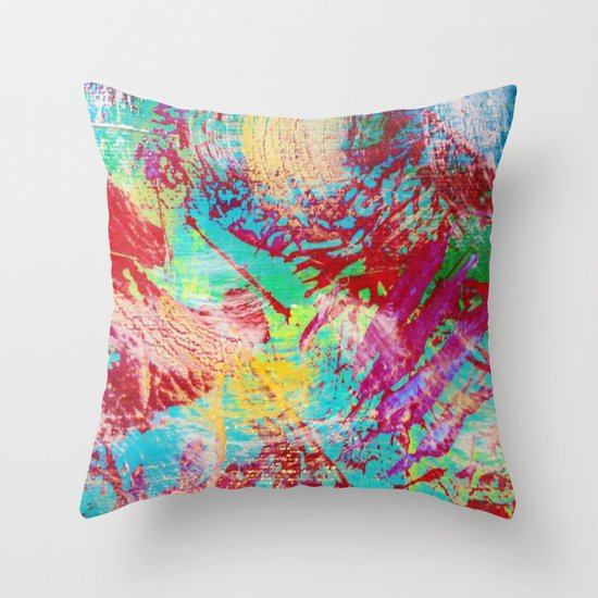 REEF STORM - Fun Bright BOLD Playful Rainbow Colors Underwater Ocean Reef Theme Coral Aquatic Life Throw Pillow