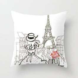 Paris Girl Throw Pillow
