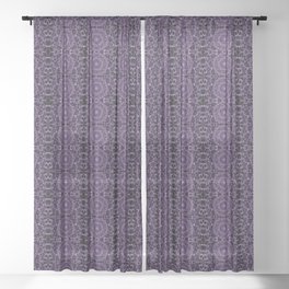 Liquid Light Series 19 ~ Purple Abstract Fractal Pattern Sheer Curtain
