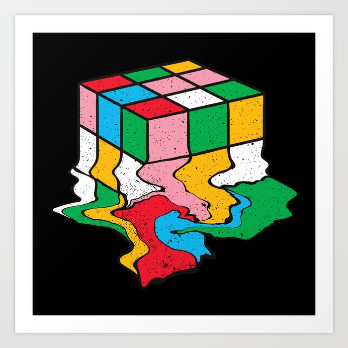 Melting Rubik's Cube Art Print