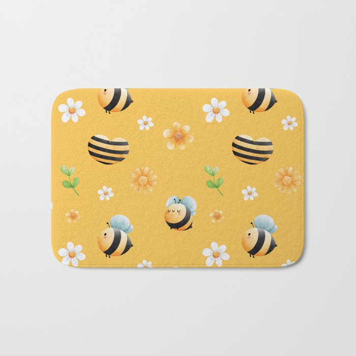 Buzzy Bee In Mellow Yellow Bath Mat