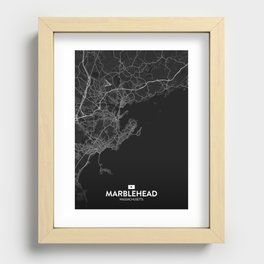 Marblehead, Massachusetts, United States - Dark City Map Recessed Framed Print