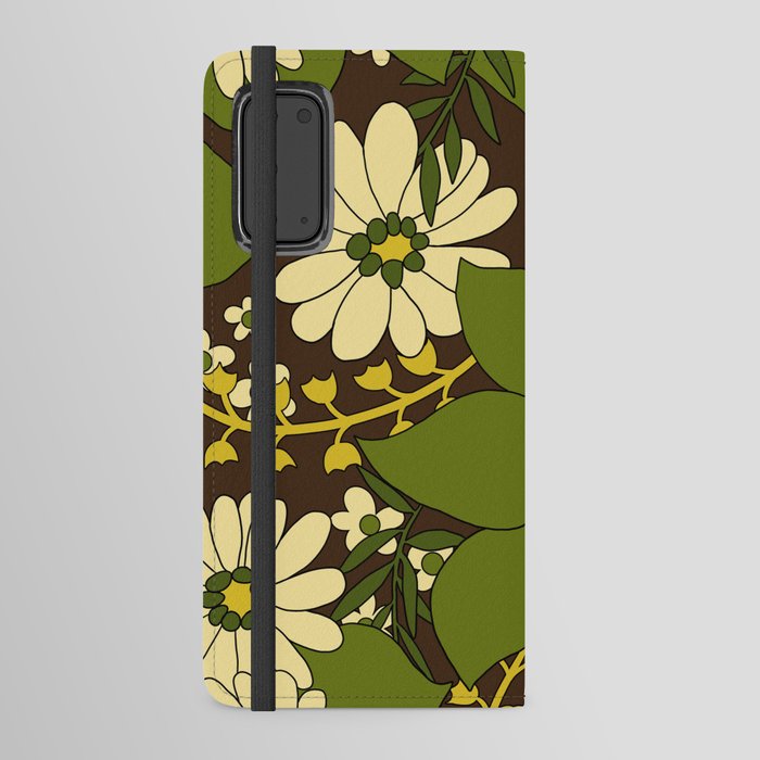 Retro 80S spring green floral print Android Wallet Case