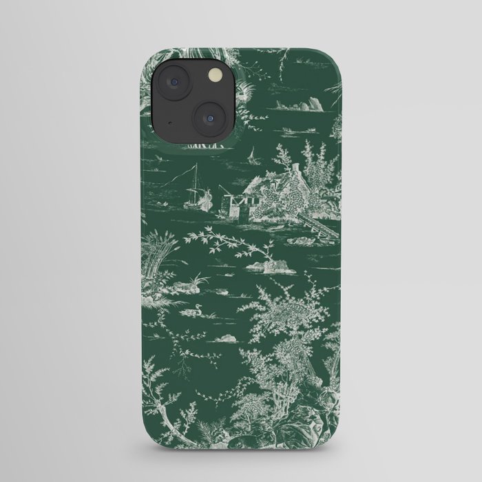 green Toile de Jouy - 4 iPhone Case