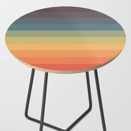 Colorful Retro Striped Rainbow Side Table