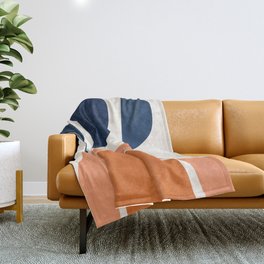 Abstract Shapes 22 in Orange and Navy Blue Throw Blanket