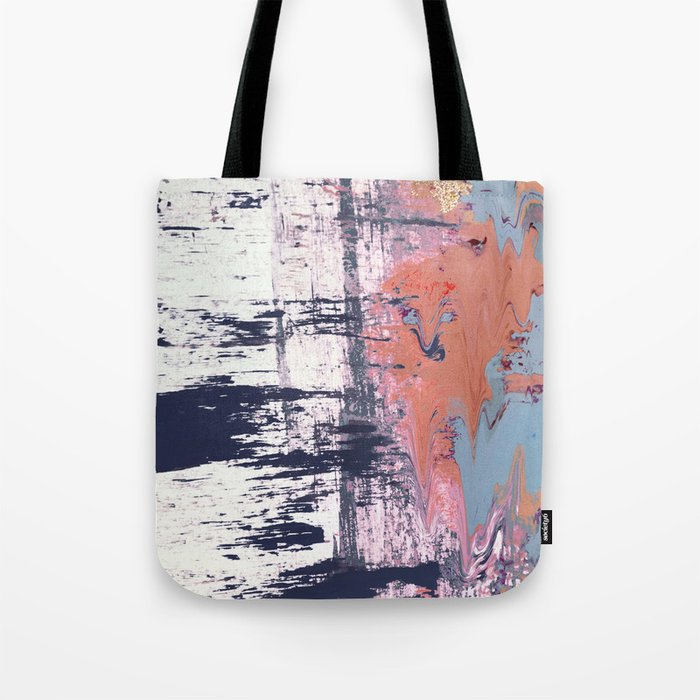 Leap of Faith: colorful abstract piece in blues, pinks, and gold Tote ...