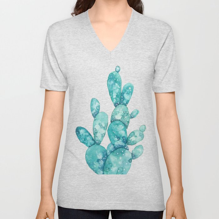 green cactus watercolor 2018 V Neck T Shirt
