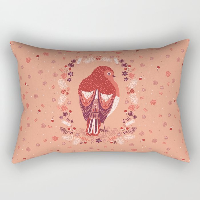 Petite Robin Red Breast Rectangular Pillow