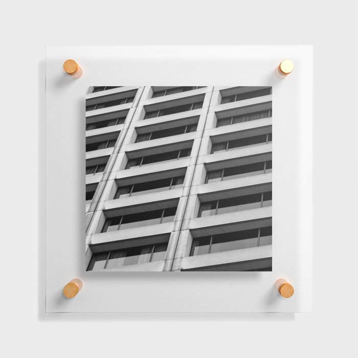 Black and White Apartment Windows Floating Acrylic Print