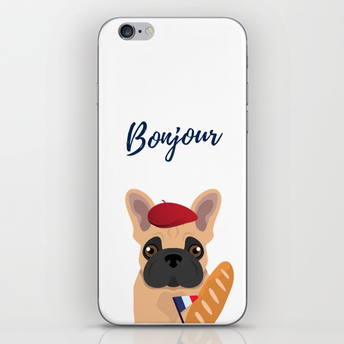 Bonjour, French Bulldog Frenchie blueGifts iPhone Skin