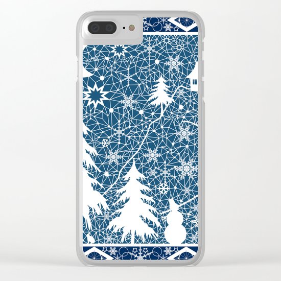 New year's design. Lace fabric . Clear iPhone Case