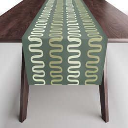 Abstract Shapes 234 in Forest Sage Green (Snake Pattern Abstraction) Table Runner