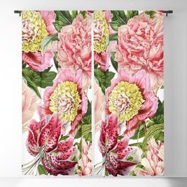 Vintage & Shabby Chic Floral Peony & Lily Flowers Watercolor Pattern Blackout Curtain