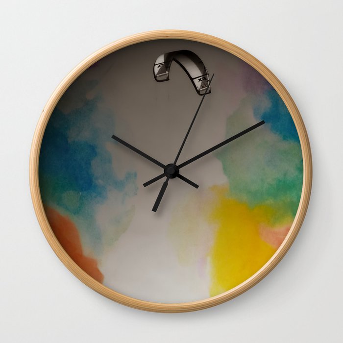 Parakite Warm 2 (watercolor mashup) Wall Clock
