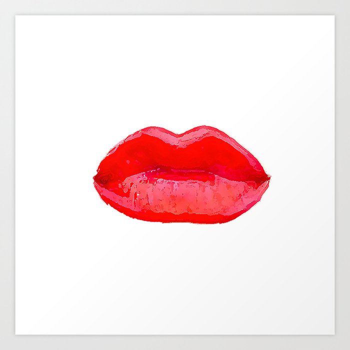 Painted Red Lips Art Print By Thetypographydiaries Society6