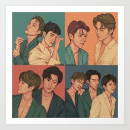 D.O EXO in GOLD Fan Art Print