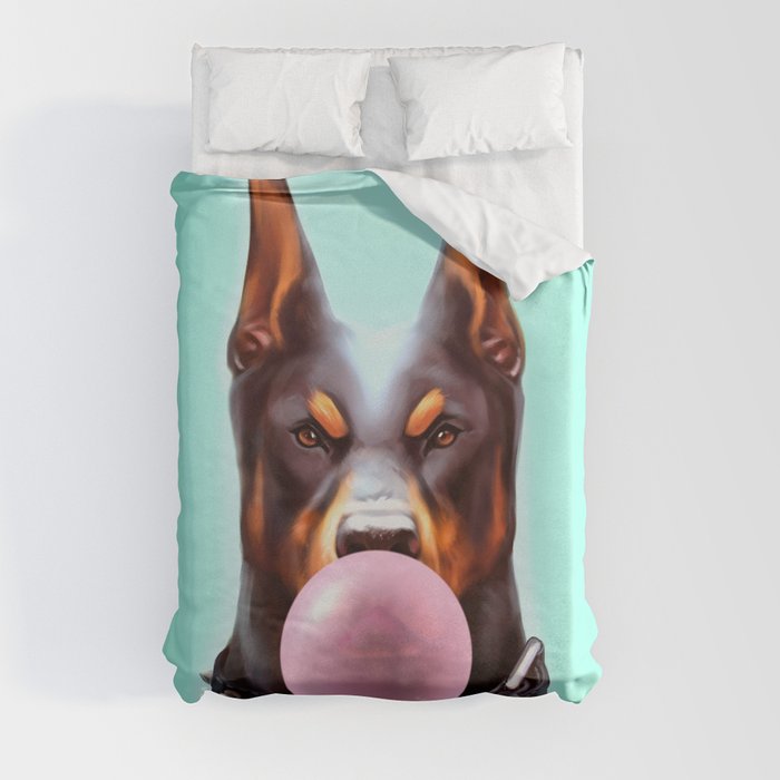 Dobeman & Bubble Gum Duvet Cover