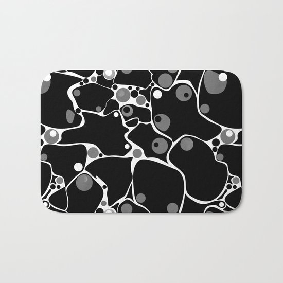 Abstract black and white polka dot pattern . Bath Mat