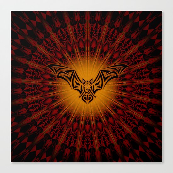 Bat and Mandala Halloween Canvas Print