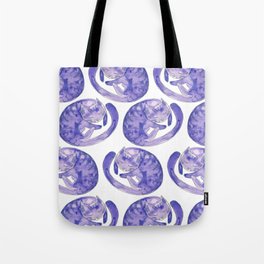 Sleepy Purple cat Tote Bag