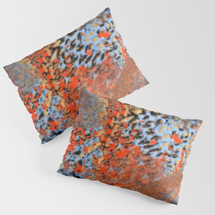 Blue, Orange, Black, Explosion Abstract Pillow Sham