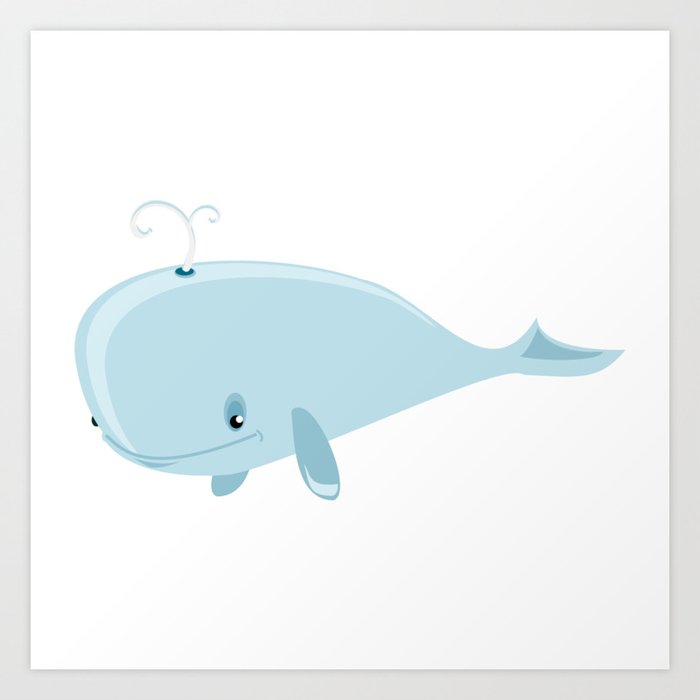 Big blue whale cartoon Art Print by Pixxart | Society6 Big blue whale cartoon Art Print by Pixxart | Society6