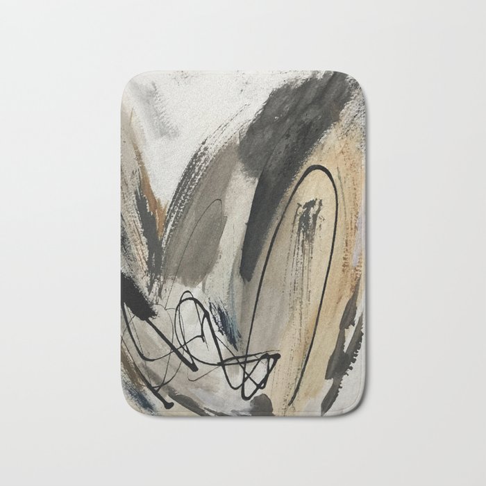Drift [5]: a neutral abstract mixed media piece in black, white, gray, brown Badematte | Gemälde, Bildende-kunst, Wall-art, Home-decor, Druck, Wandbehang, Pillow, Blanket, Handtuch, Duvet