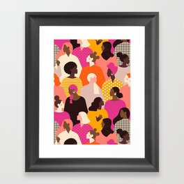 Female diverse faces pink Framed Art Print