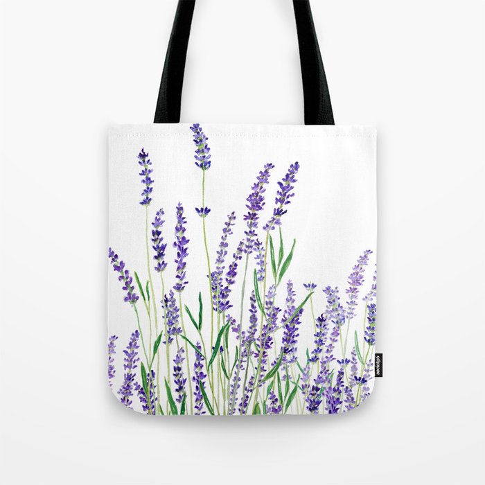 lavender watercolor horizontal Tote Bag by Color and Color
