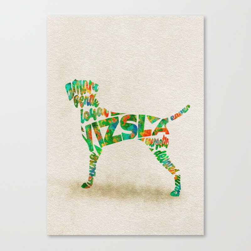 Hungarian Vizsla Dog Typography Art Colorful Watercolor Painting